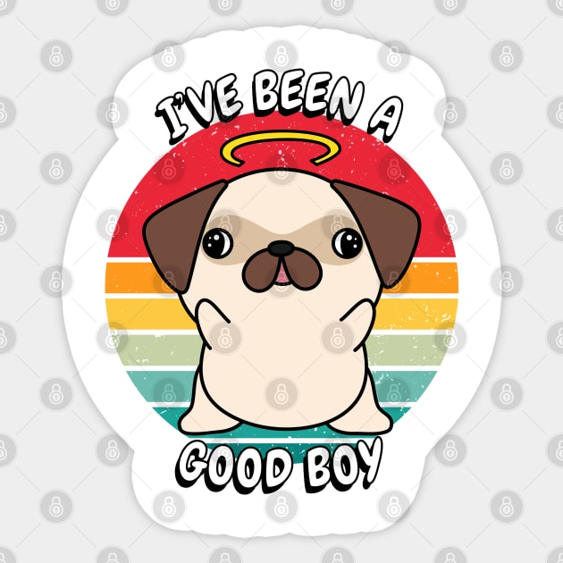 Cute pug dog is a good boy Sticker by Pet Station